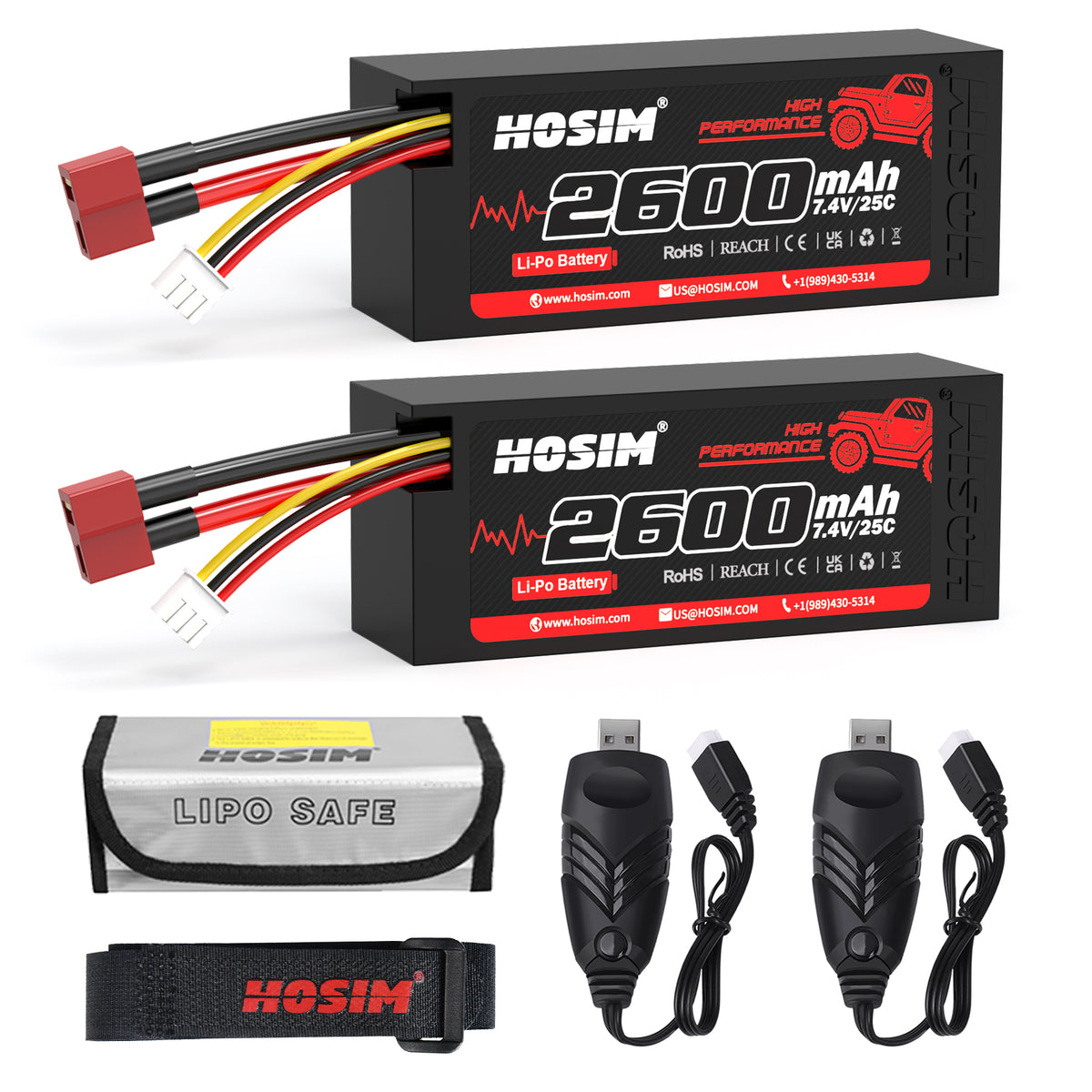 RC Car Battery 2S 7.4V 2600mAh Lipo Battery 25C 2PCS for X08 X07 X07W