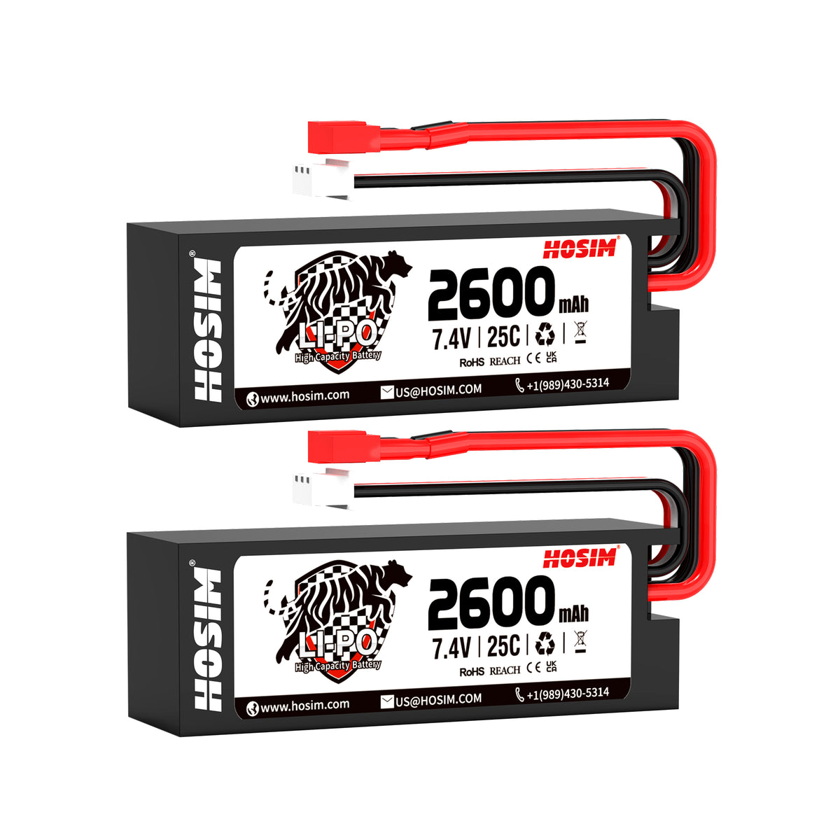 RC Cars Battery 25C 2S 7.4V 2600mAh for X07 X08 X17 X27 X07W X25 2PCS