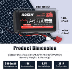 RC Car Batter 7.4V 1500mAh 15C Lipo Battery with Charger