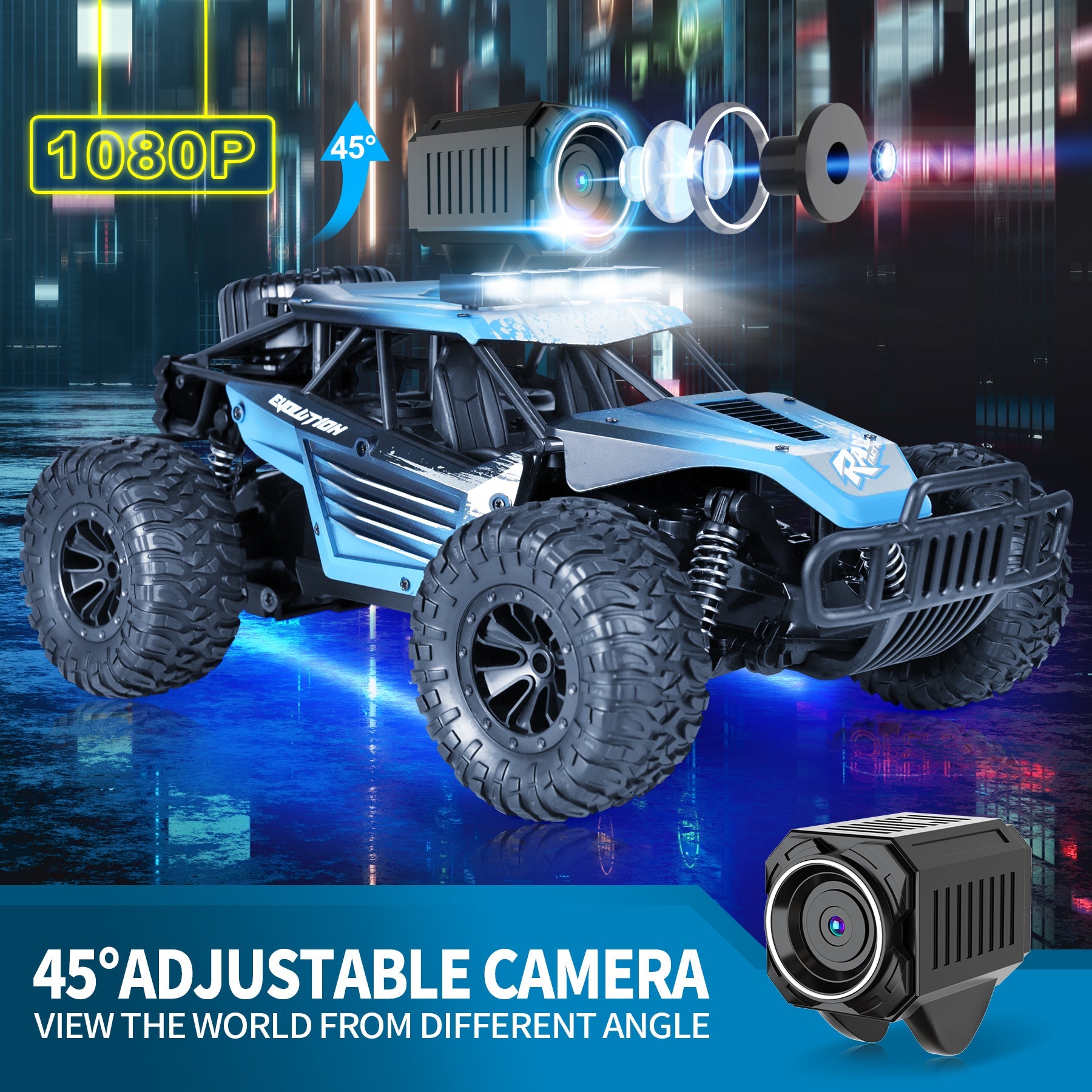 Hosim RC Cars with 1080P HD FPV Camera, 1:16 Remote Control Truck Car High Speed Monster Trucks for Kids Adults Boys & Girls 2 Batteries