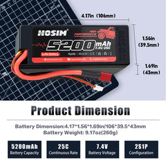 RC Cars Battery 25C 2S 7.4V 5200mAh for High Speed RC Truck X07 X08 X17 X25 X27