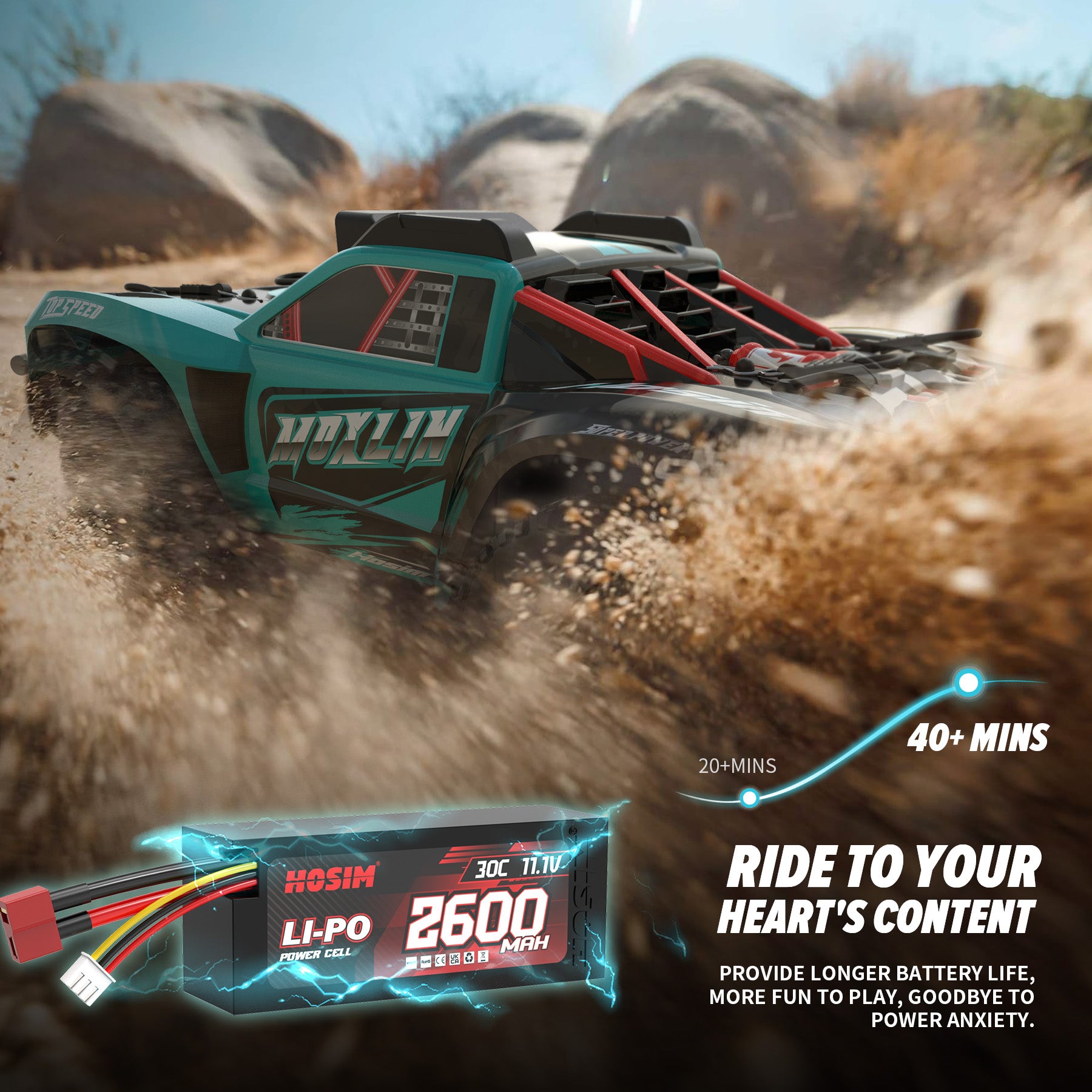Hosim RC Car 1/14 Brushless Fast 50 MPH For Adults 4X4 All Terrain Off Road Hobby Electric Monster Truck
