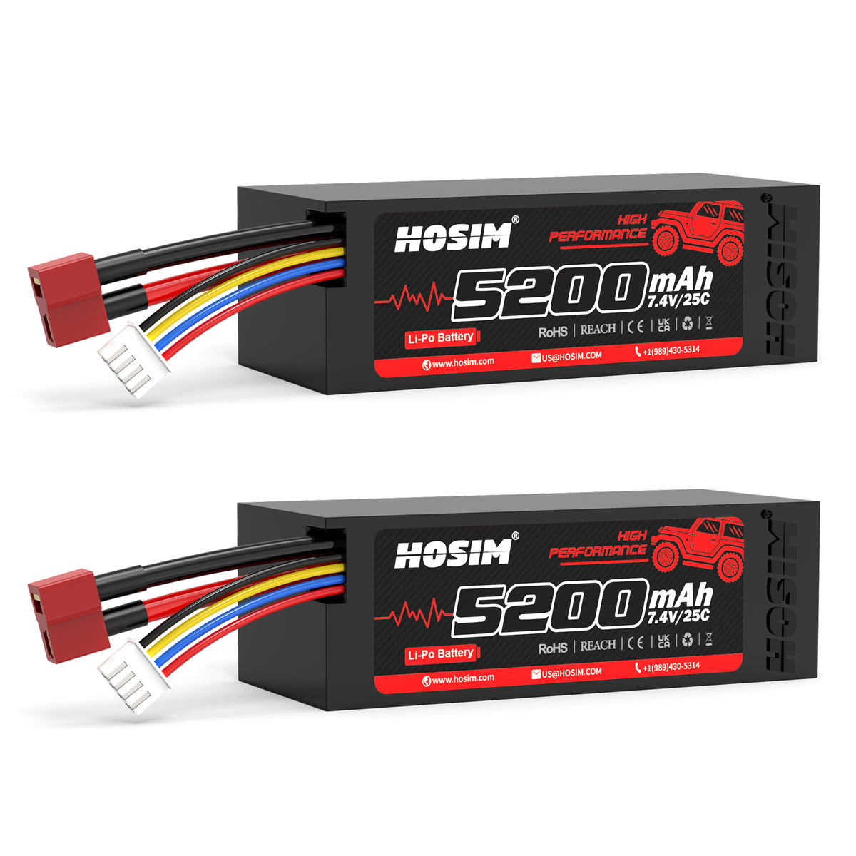 RC Cars Battery 25C 2S 7.4V 5200mAh for RC Truck X07 X08 X17 X07W X27 X25 2PCS