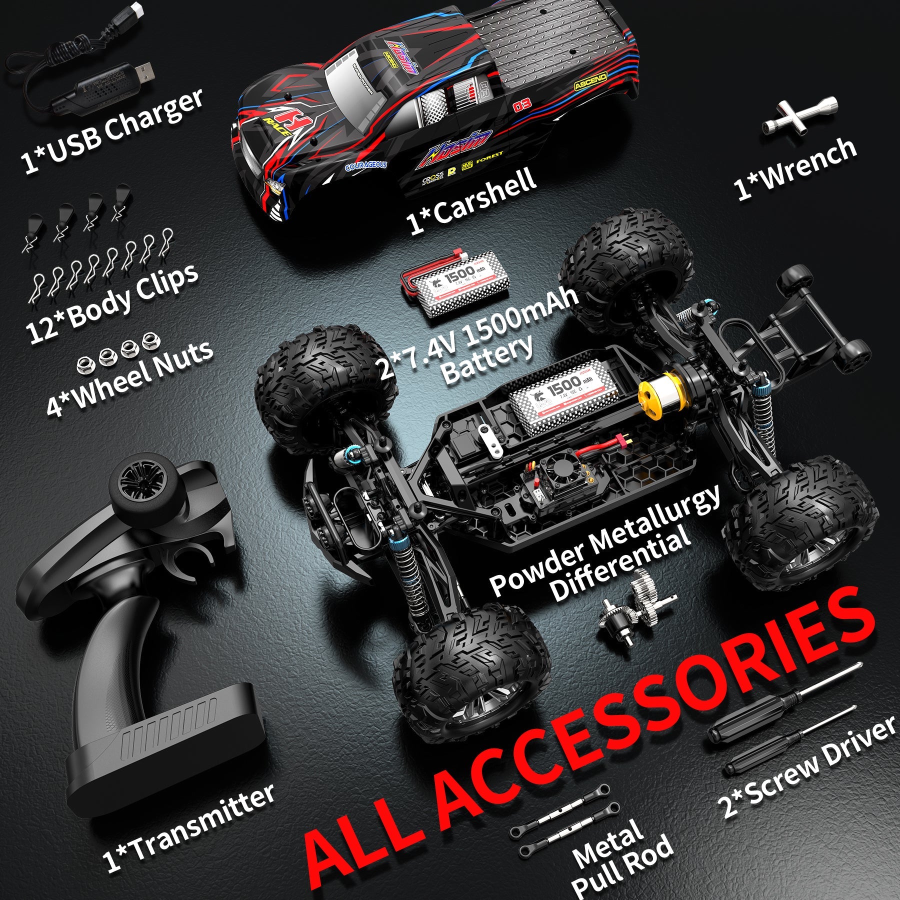 Hosim Brushless 1:10 RC Car High Speed Remote Control Car Monster Truck 62KM/H RC Drift Car X16 4WD Off-road