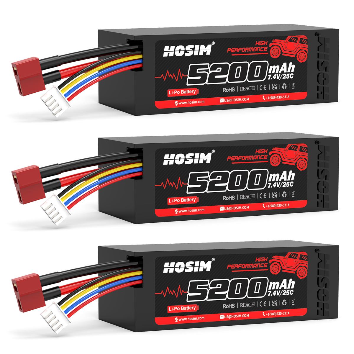 RC Cars Battery 25C 2S 7.4V 5200mAh forRC Truck X07 X08 X17 X25 X27 3PCS