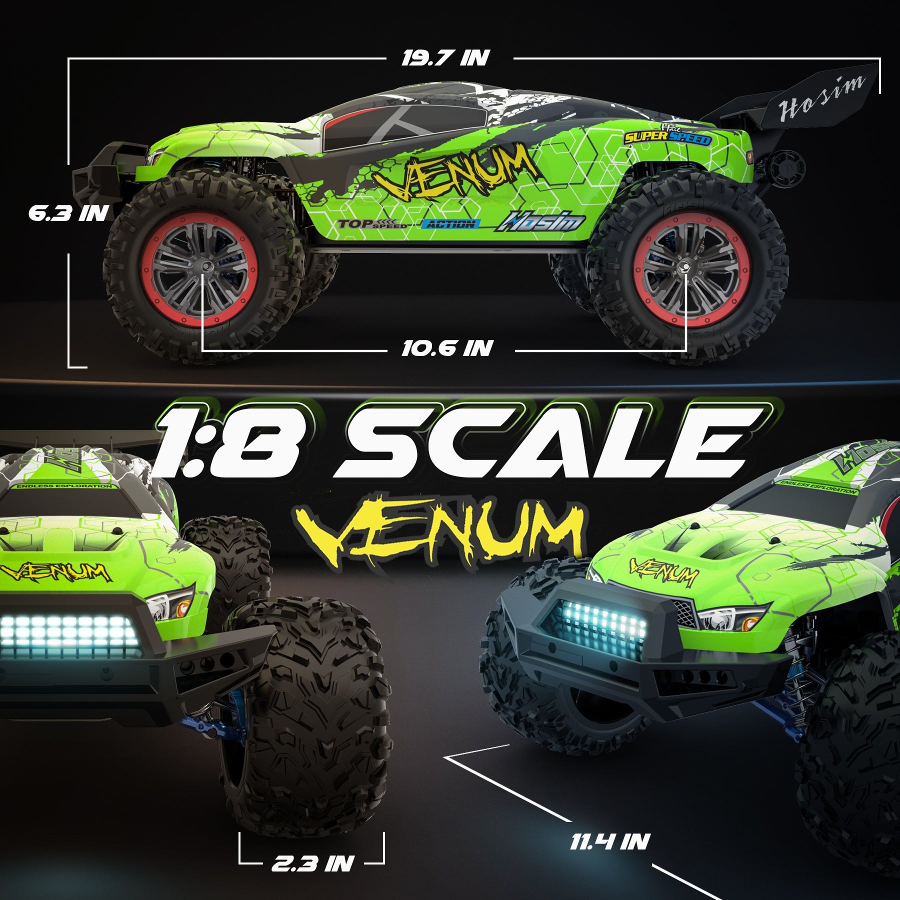 Hosim 1:8 Brushless RC Cars High Speed 80+KM/H Remote Control Car X17 11.1V 25C 4WD Drift Off Road RC Monster Trucks