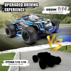 Hosim 1:14 Remote Control Car with Lights RC Monster Truck Drift Racing Car High Speed 40+KPH Hobby Toy for Adults & Kids