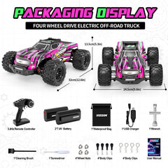 Hosim 1:14 RC Cars With Lights Off-Road Remote Control RC Trucks,4WD High Speed Vehicle Car Gift for Adults&Children