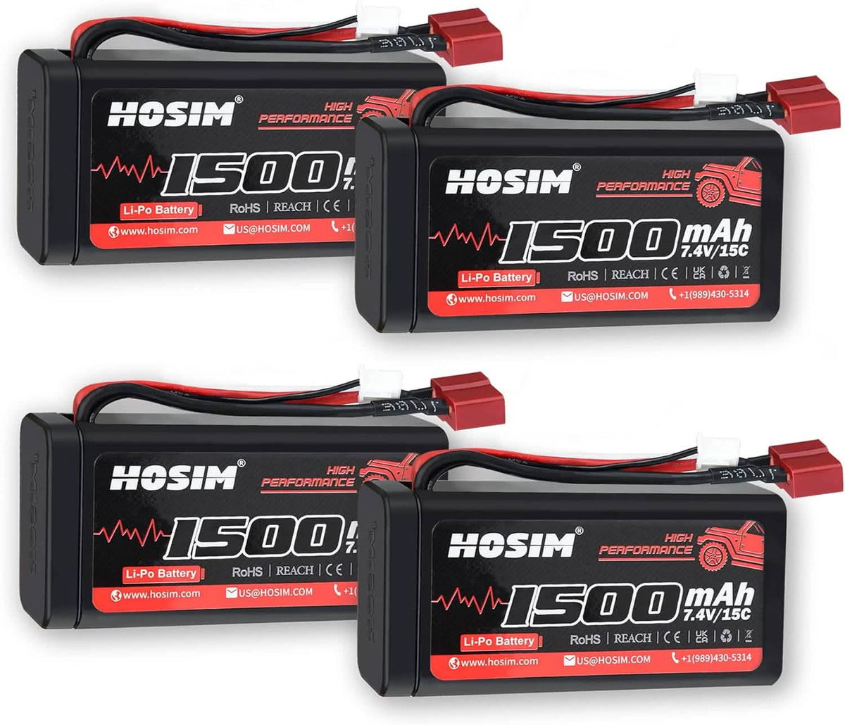 RC Car Battery 7.4V 1500mAh 15C Lipo Battery 4PCS