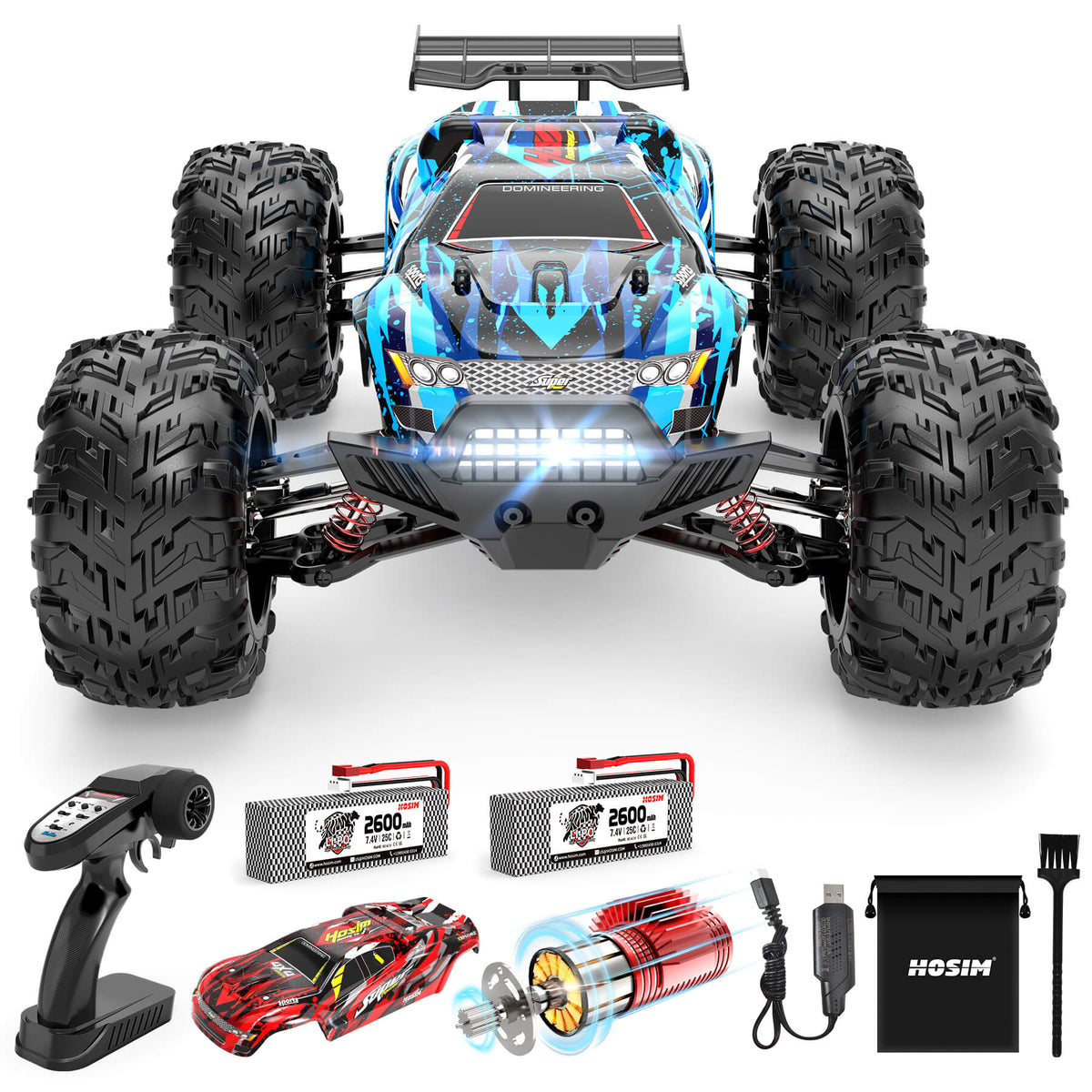 Hosim 1:10 Brushless RC Cars Remote Control Car High Speed 68+KM X-07 4WD Off Road RC Monster Trucks