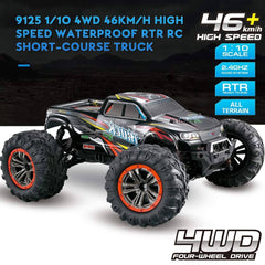 Hosim 1/10 RC Car Monster Truck 9125 Red Remote Control Car with 2 Batteries High Speed