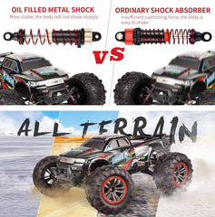 Hosim 1/10 Scale Upgraded 9125 RC Car Monster Truck with Oil Shock + 2 Batteries