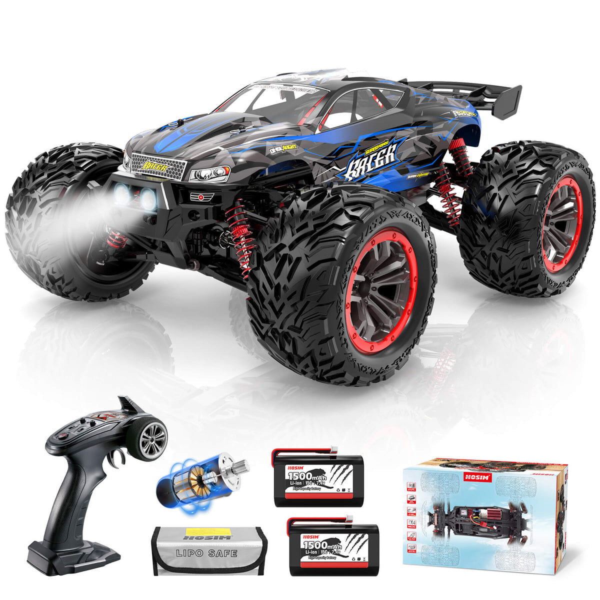 Hosim Large Size 1:12 Scale 46km+/H 4WD 2.4Ghz Monster Truck 9156 blue